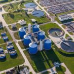 Aerial view of sewage treatment- plant.